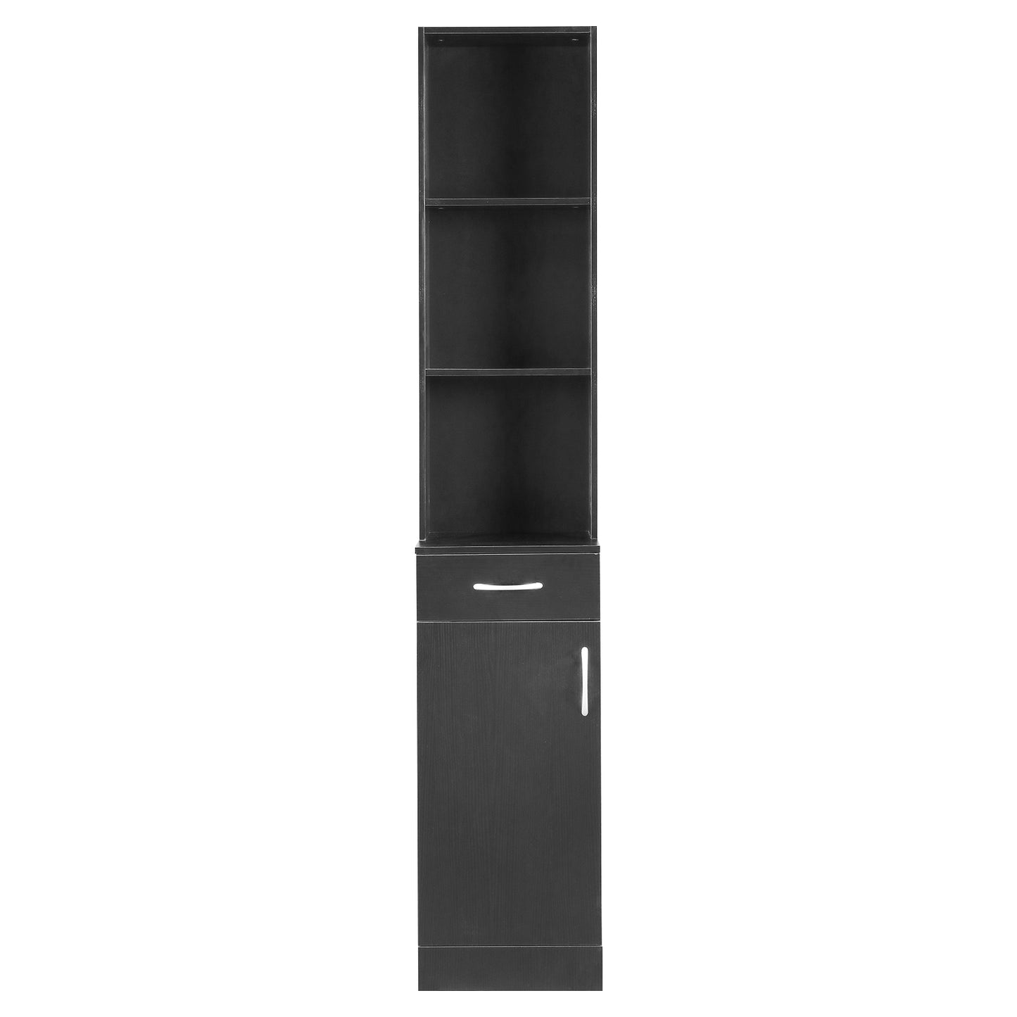 MDF With Triamine One Door One Drawer Three Compartments High Cabinet Bathroom Wall Cabinet Black