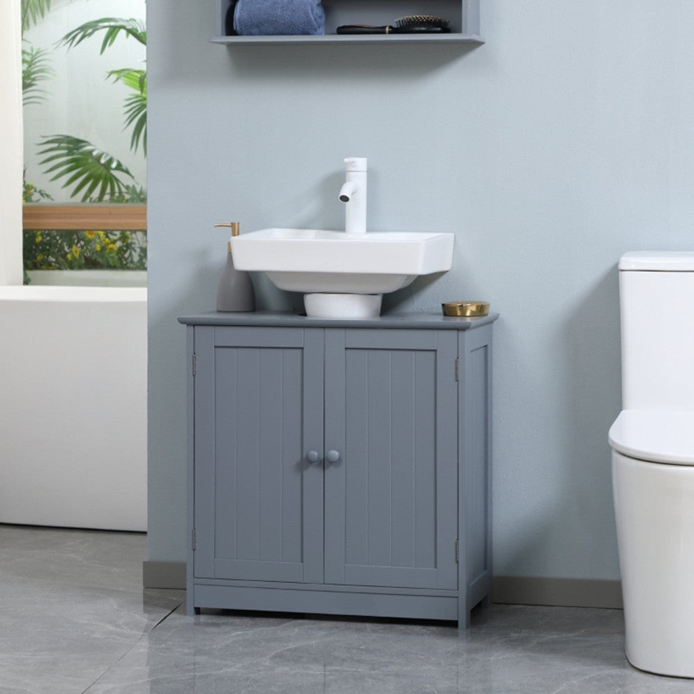 Bathroom Cabinet with 2 Doors and Shelf Bathroom Vanity Grey-AS ( Amazon Shipping)(Prohibited by WalMart)