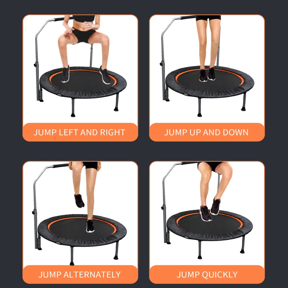 48" Foldable Mini Trampoline Max Load 330lbs/440lbs, Fitness Rebounder with Adjustable Foam Handle, Exercise Trampoline for Adults Indoor/Garden Workout(Prohibited by Temu)