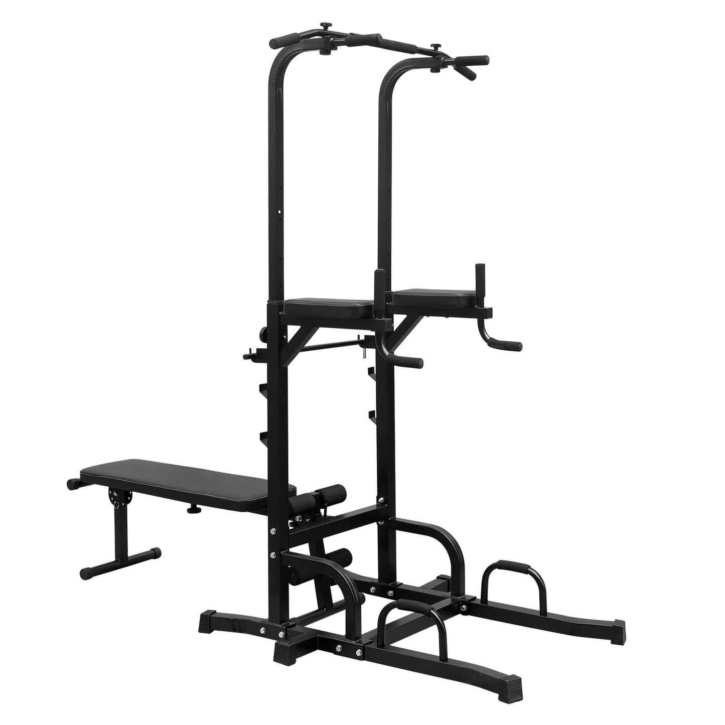 Power Tower Dip Station with Bench Pull Up Bar Stand Adjustable Height Heavy Duty Multi-Function Fitness Training Equipment for Home Office Gym-Does not support self pick up