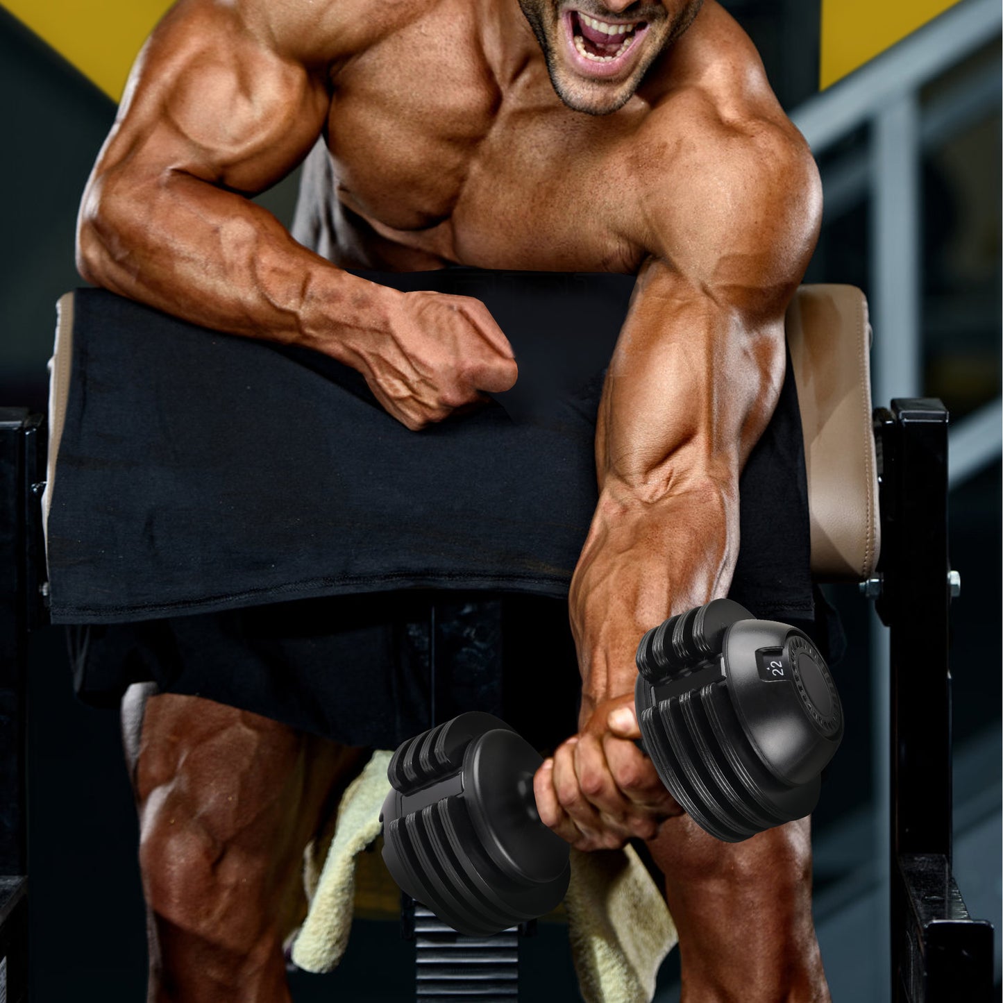 52LBS Adjustable dumbbell steel and plastic(Rubber coated dumbbell)