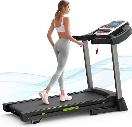 Folding Treadmills for Home/Office-3.5 HP 330lbs Weight Capacity Portable Electric Foldable Treadmill Walking Pad-Running Exercise Walk Machine Heavy Duty Treadmill Fitness Workout Jogging Green
