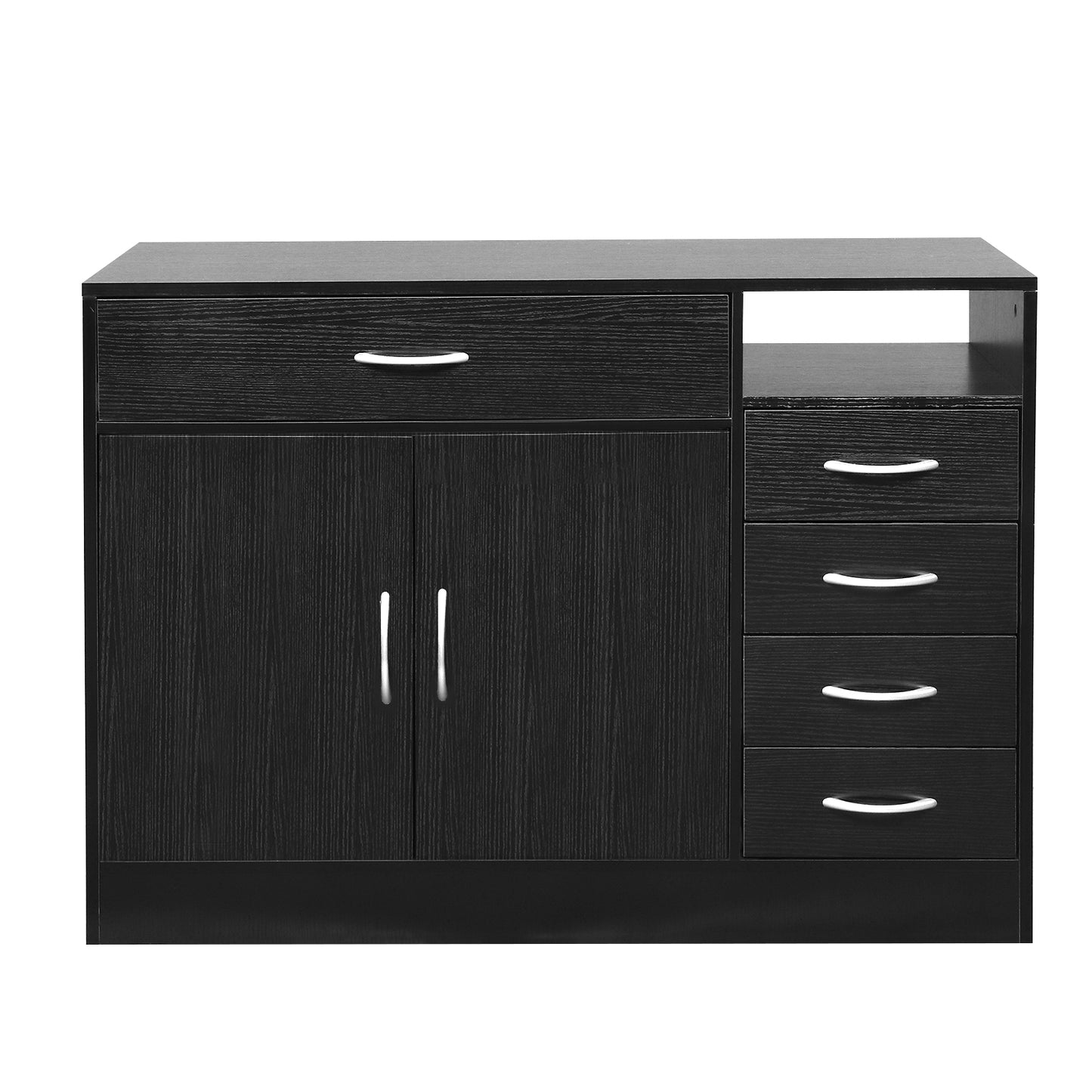 MDF With Triamine Double Doors And Five Drawers Bathroom Cabinet Black