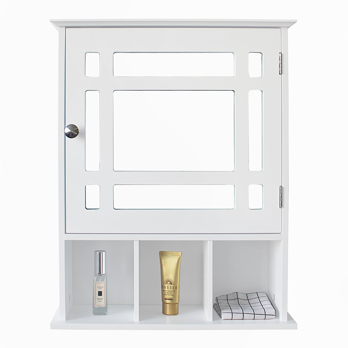 Single Door Three Compartment Storage Bathroom Cabinet –White