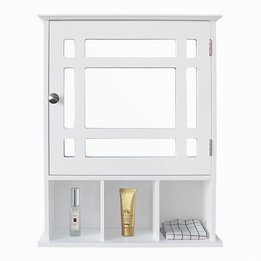 Single Door Three Compartment Storage Bathroom Cabinet –White