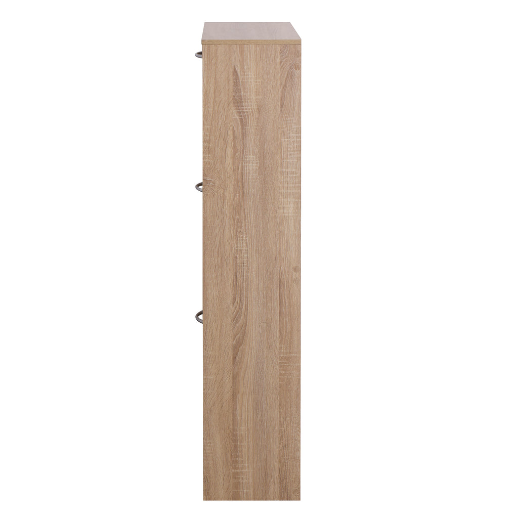 3-Drawer Flip Door Shoe Cabinet, Freestanding Entryway Shoe Storage Cabinet with Dual-Layer Compartments and Top Surface Storage, Wood