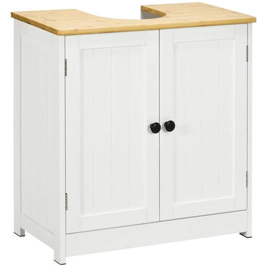 Pedestal Sink Storage Cabinet, Under Sink Cabinet with Double Doors,  Crystal White, Dark Walnut-AS ( Amazon Shipping)（Prohibited by WalMart）