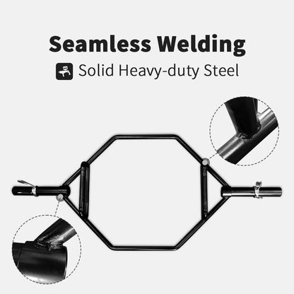 Black Hex Bar Solid Steel Sleeve 1000lbs Weight Capacity Trap Bar Deadlift Bar with Knurled Handles, for Bodybuilding Training, Squats, Deadlifts, Shrugs Power Pulls,