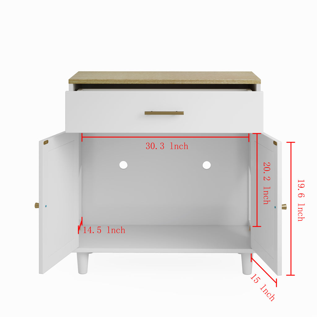 Litter Box Enclosure with Storage Drawer, Sisal Scratching Doors and Cat Entrance, White