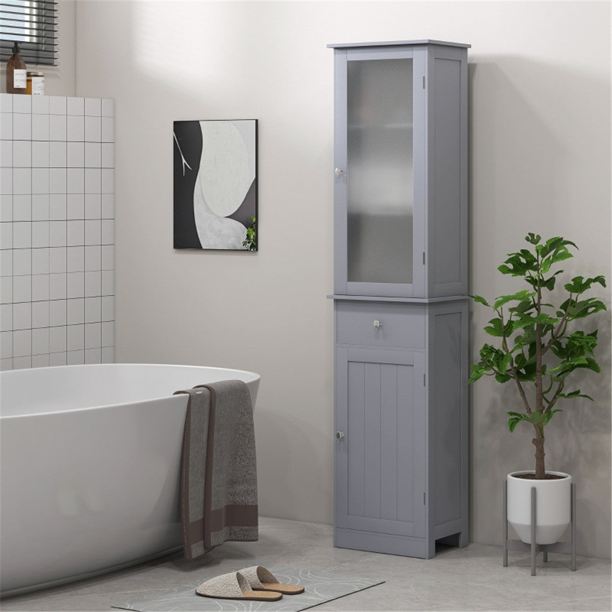 Bathroom Storage Cabinet-Grey ( Amazon Shipping)（Prohibited by WalMart）