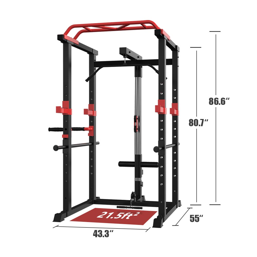Power Cage Squat Rack Stands Gym Equipment 1000-Pound Capacity Exercise pull-up down