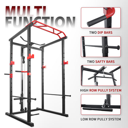Power Cage Squat Rack Stands Gym Equipment 1000-Pound Capacity Exercise pull-up down