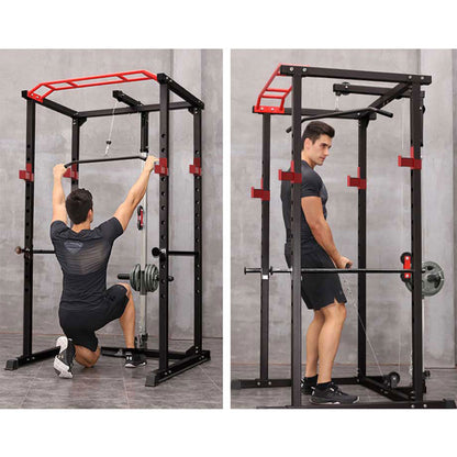 Power Cage Squat Rack Stands Gym Equipment 1000-Pound Capacity Exercise pull-up down