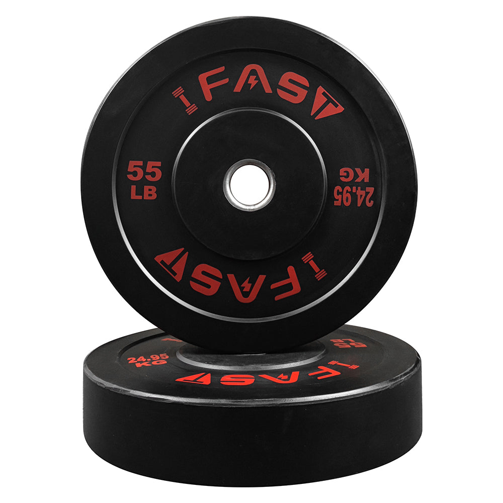 Weight Plates, Rubber Bumper Plates, 2 Inch Steel Insert 55lb Bundle Options Available for Home Gym Strength Training, Weightlifting, Weight Bench Press and Workout