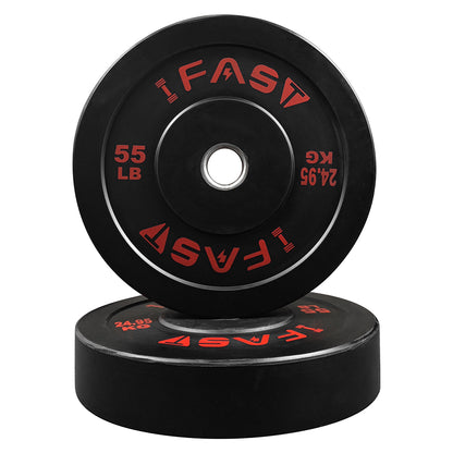 Weight Plates, Rubber Bumper Plates, 2 Inch Steel Insert 55lb Bundle Options Available for Home Gym Strength Training, Weightlifting, Weight Bench Press and Workout