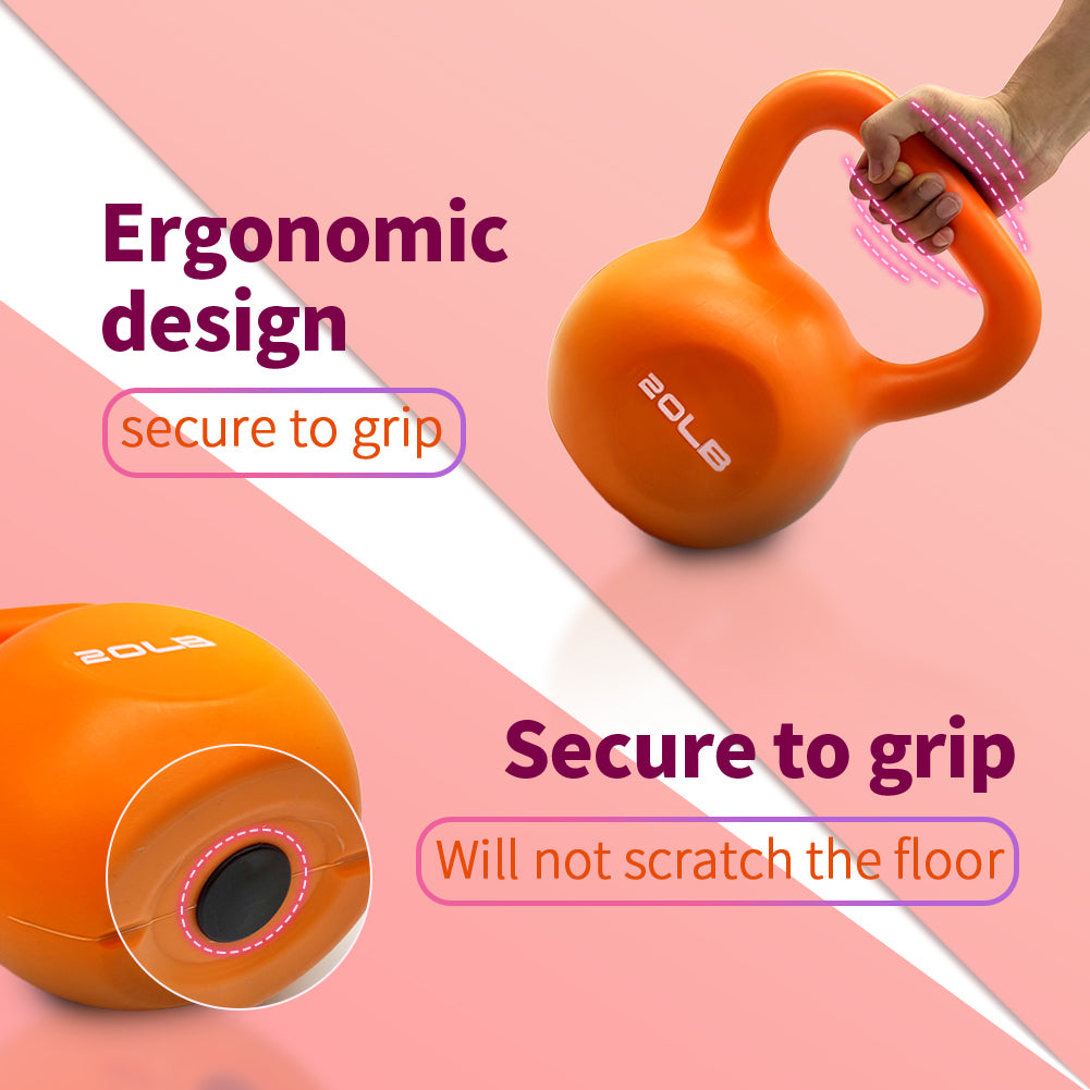 Kettlebell Sets, Strength Training Kettlebells Weight Set for Women, Vinyl Coated Kettle Bell for Home Gym Workout Weight Lifting Equipment, Comfortable Grip Wide Handle Weights 20lbs