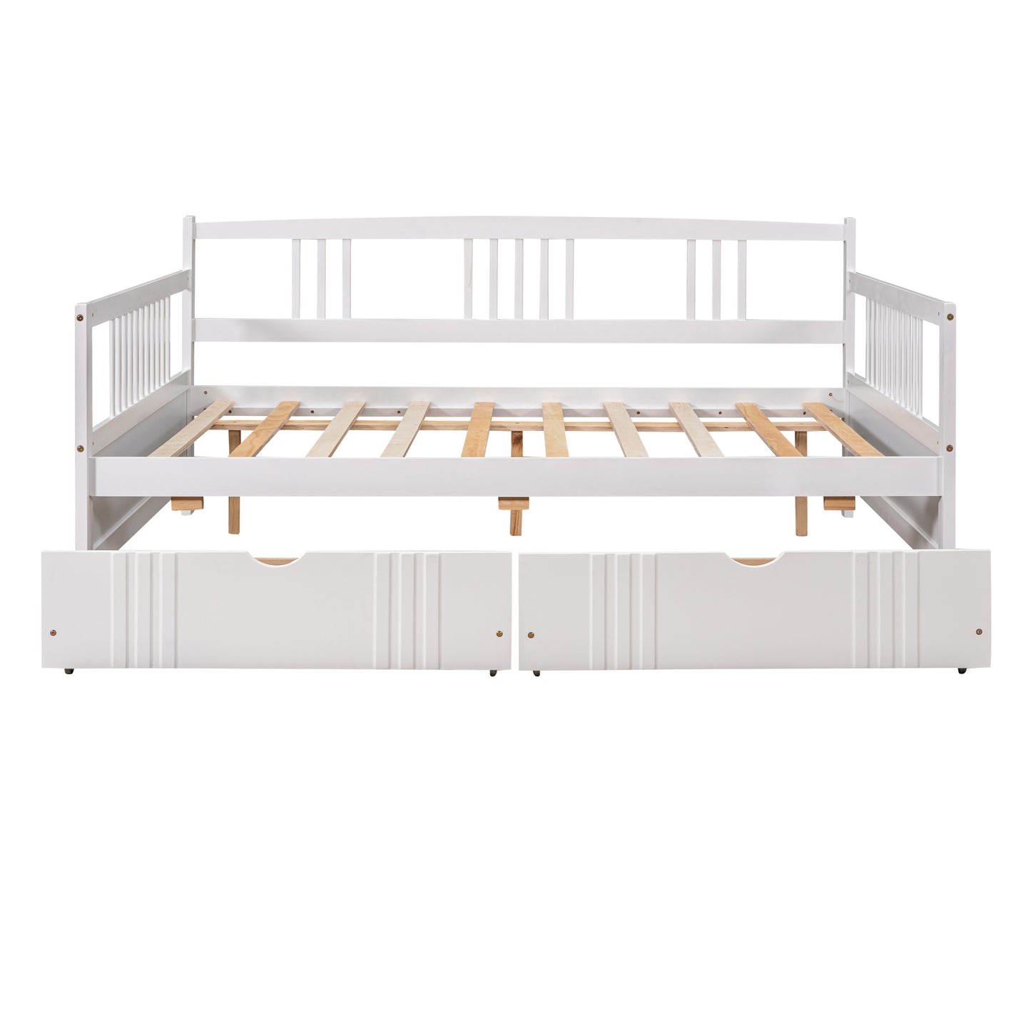 Full Size Daybed Wood Bed with Two Drawers,White