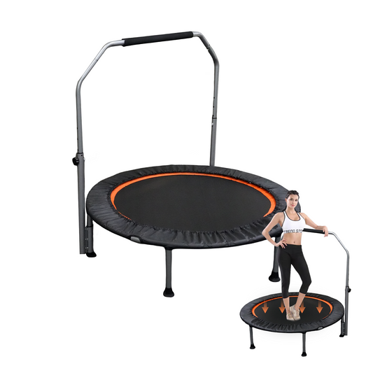 48" Foldable Mini Trampoline Max Load 330lbs/440lbs, Fitness Rebounder with Adjustable Foam Handle, Exercise Trampoline for Adults Indoor/Garden Workout（Prohibited by Temu）