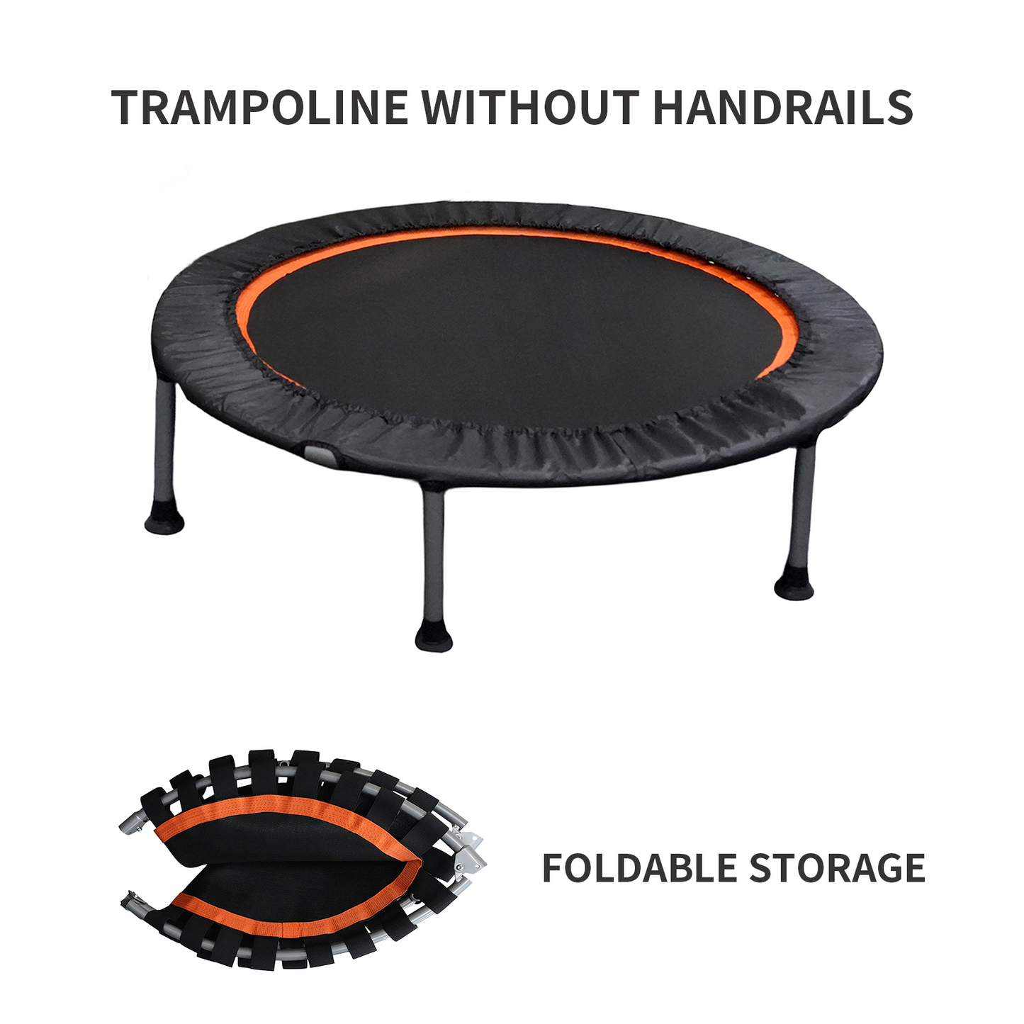 48" Foldable Mini Trampoline Max Load 330lbs/440lbs, Fitness Rebounder with Adjustable Foam Handle, Exercise Trampoline for Adults Indoor/Garden Workout（Prohibited by Temu）