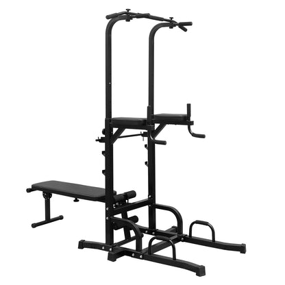 Power Tower Dip Station with Bench Pull Up Bar Stand Adjustable Height Heavy Duty Multi-Function Fitness Training Equipment for Home Office Gym-Does not support self pick up