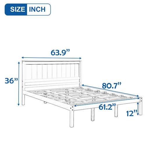 Platform Bed Frame with Headboard, Wood Slat Support, No Box Spring Needed, Queen,Espresso