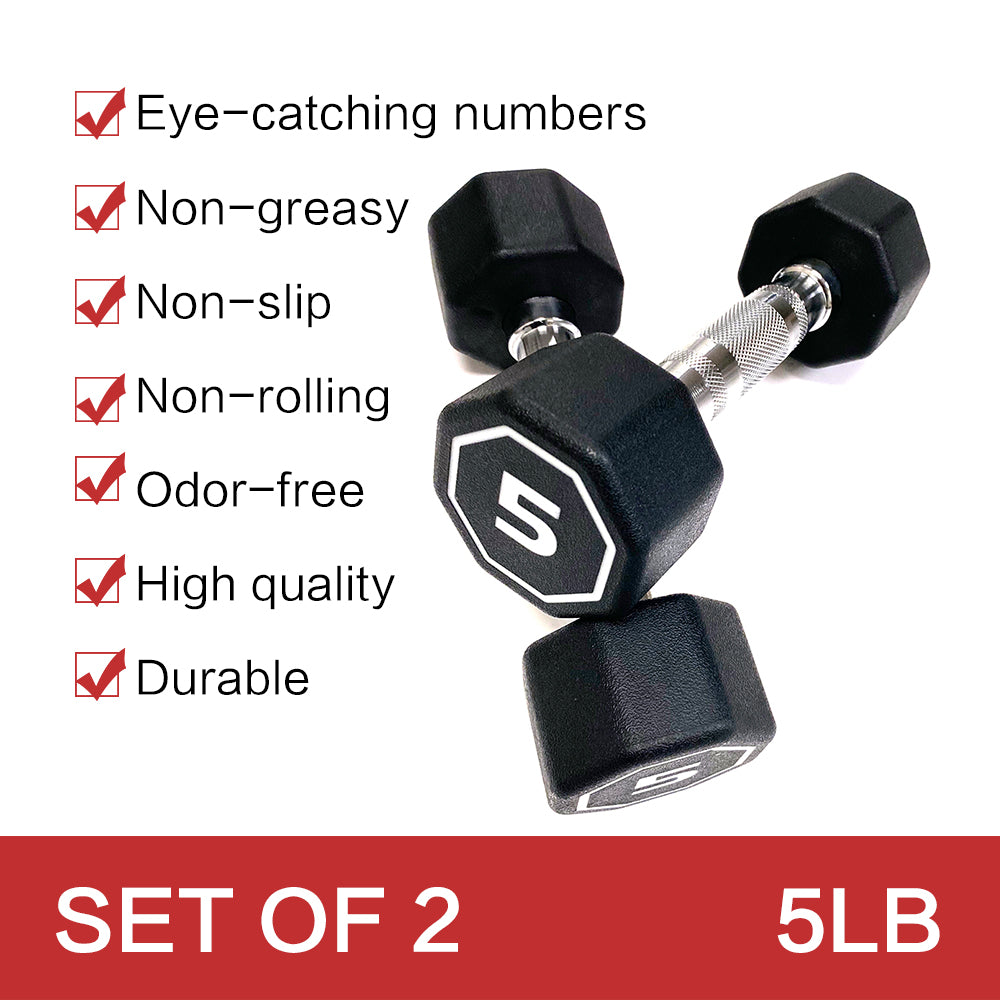 Premium Octagonal Dumbbell, Large Numbers, Hard Chrome Plated Handle Dumbbells to Assist with Push-Ups, 5 lbs set of 2  Support for self-pickup face sheet, daily face sheet submission deadline 16:00】