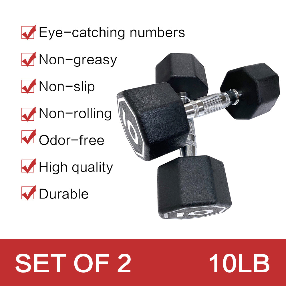 Premium Octagonal Dumbbell, Large Numbers Hard Chrome Plated Handle Dumbbells to Assist with Push-Ups, 10 lbs set of 2  【Support for self-pickup face sheet, daily face sheet submission deadline 16:00】