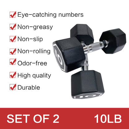 Premium Octagonal Dumbbell, Large Numbers Hard Chrome Plated Handle Dumbbells to Assist with Push-Ups, 10 lbs set of 2  【Support for self-pickup face sheet, daily face sheet submission deadline 16:00】