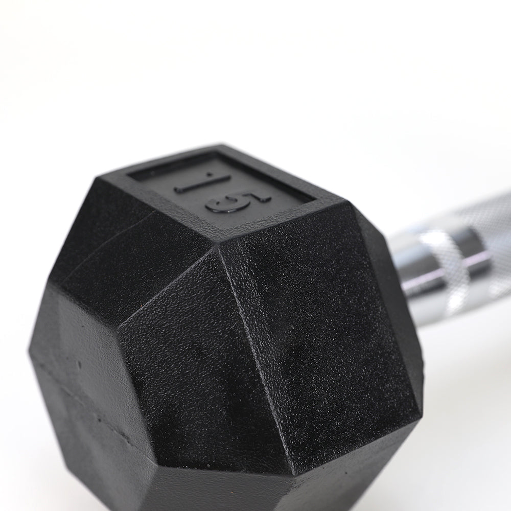 15LB (1piece)HDRS  Rubber Coated Solid Cast Iron Dumbbell with Contoured Chrome Handle, Hexagon Head
