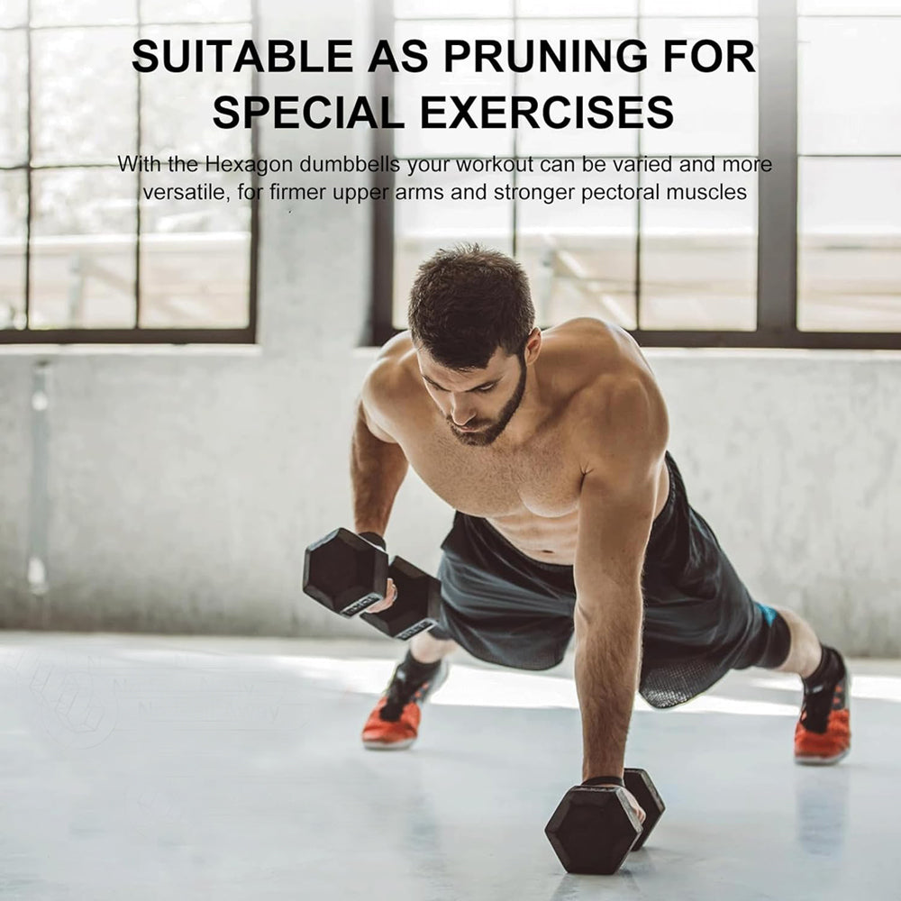 15LB (2piece)HDRS  Rubber Coated Solid Cast Iron Dumbbell with Contoured Chrome Handle, Hexagon Head【Support for self-pickup face sheet, daily face sheet submission deadline 16:00】