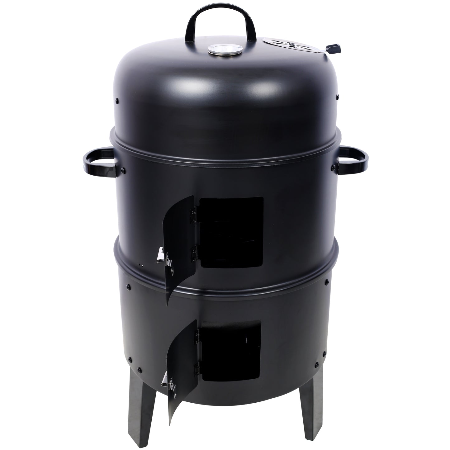 Charcoal Smoker Grill Wood Smoker Grills Outdoor Cooking 16 Inch Vertical Smoker Portable BBQ Grill for Camping, Black