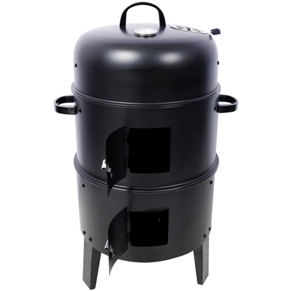 Charcoal Smoker Grill Wood Smoker Grills Outdoor Cooking 16 Inch Vertical Smoker Portable BBQ Grill for Camping, Black