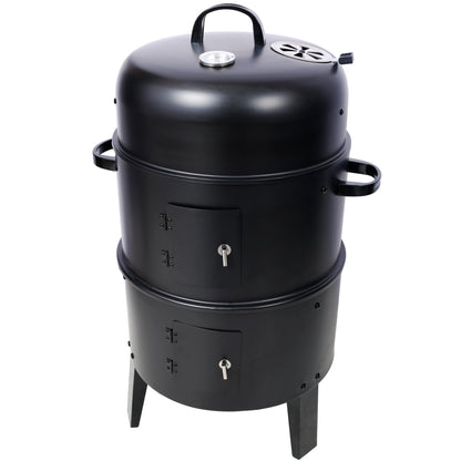 Charcoal Smoker Grill Wood Smoker Grills Outdoor Cooking 16 Inch Vertical Smoker Portable BBQ Grill for Camping, Black