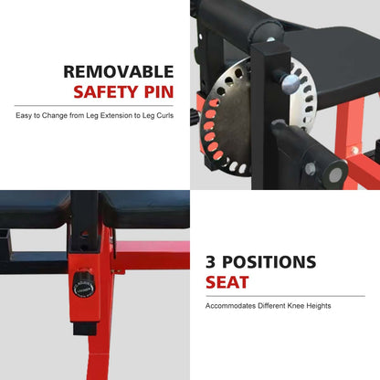 Adjustable Leg Extension and Curl Machine, Heavy Duty Leg Rotary Extension Machine for Lower Body Workouts, Multifunctional Home Gym Weight Machine