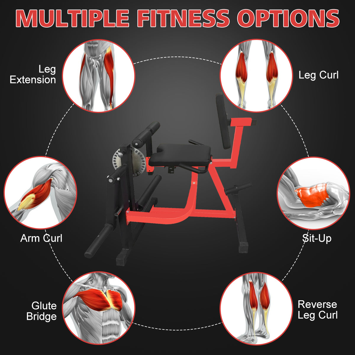 Adjustable Leg Extension and Curl Machine, Heavy Duty Leg Rotary Extension Machine for Lower Body Workouts, Multifunctional Home Gym Weight Machine