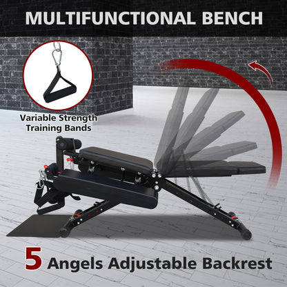 Fitness Chair Multifunction, Adjustable Strength Training Bench for Full Body Workout, Weight Bench with Fast Folding for Home Gym