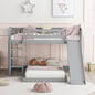 Twin Over Twin Bunk Bed with Slide and Ladder, Gray