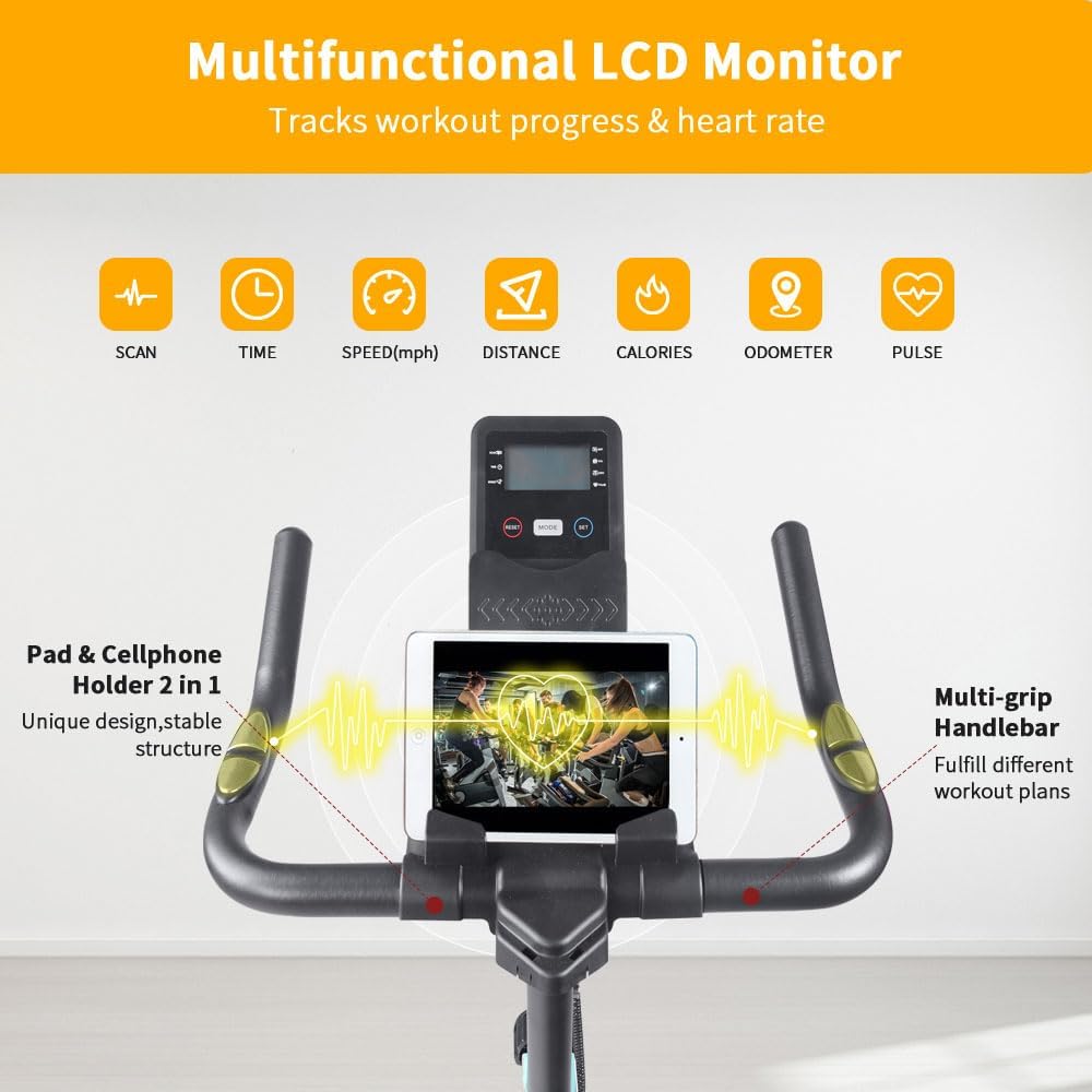 Stationary Bikes for Home Indoor Exercise Bike with LCD Monitor and Comfortable Seat Cushion for Home Gym Cardio Fitness Training