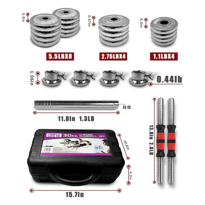 Adjustable Dumbbell Set With 3 in 1 Dumbbell Barbell Metal Connecting Rod, Chromed Weights, Hardcover Gift Box, Adjustable Weight Sets up to 44lbs, Home Gym Exercise Training Equipment