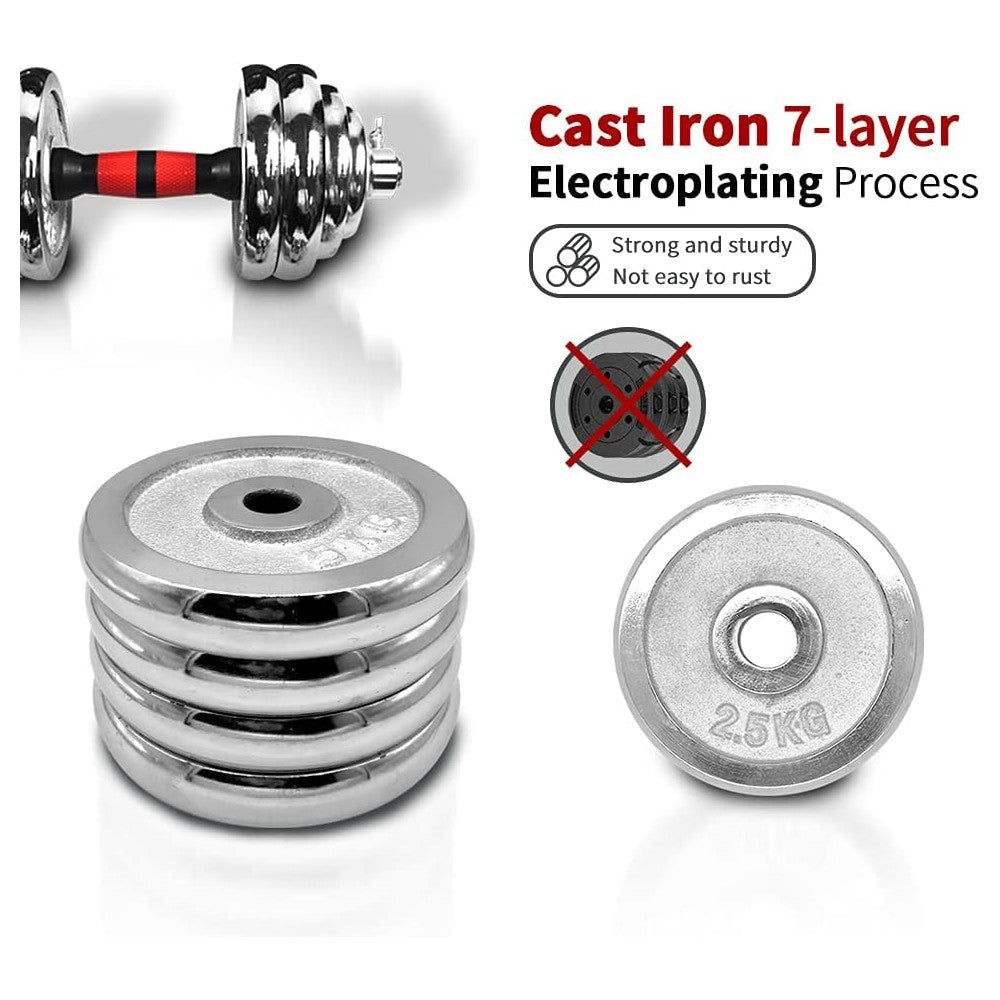 Adjustable Dumbbell Set With 3 in 1 Dumbbell Barbell Metal Connecting Rod, Chromed Weights, Hardcover Gift Box, Adjustable Weight Sets up to 44lbs, Home Gym Exercise Training Equipment