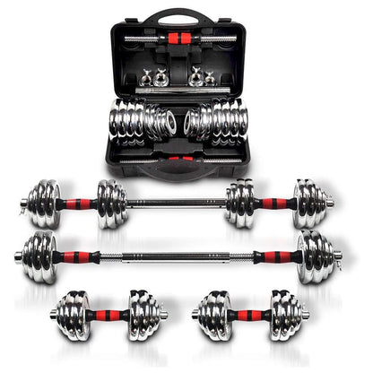 Adjustable Dumbbell Set With 3 in 1 Dumbbell Barbell Metal Connecting Rod, Chromed Weights, Hardcover Gift Box, Adjustable Weight Sets up to 66lbs, Home Gym Exercise Training Equipment