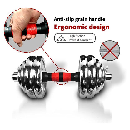 Adjustable Dumbbell Set With 3 in 1 Dumbbell Barbell Metal Connecting Rod, Chromed Weights, Hardcover Gift Box, Adjustable Weight Sets up to 66lbs, Home Gym Exercise Training Equipment