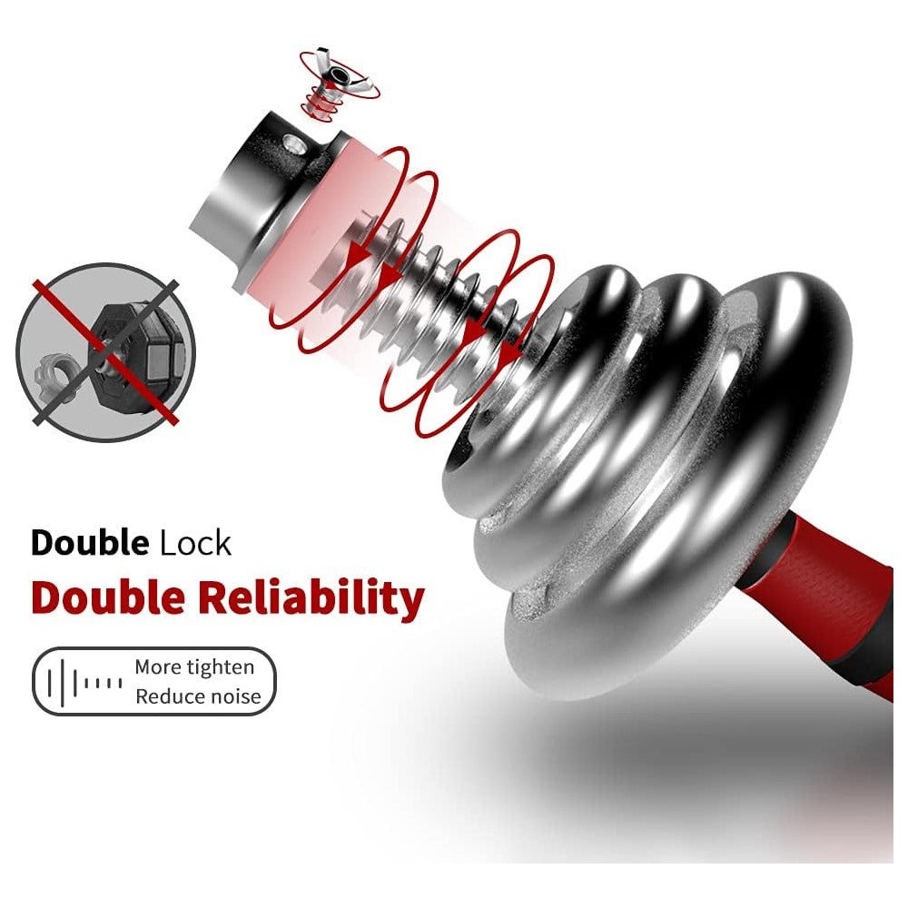 Adjustable Dumbbell Set With 3 in 1 Dumbbell Barbell Metal Connecting Rod, Chromed Weights, Hardcover Gift Box, Adjustable Weight Sets up to 110lbs, Home Gym Exercise Training Equipment