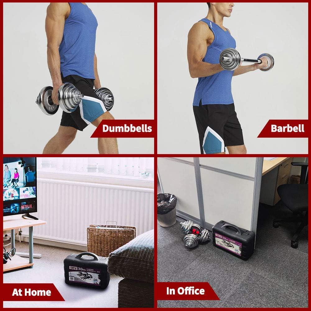 Adjustable Dumbbell Set With 3 in 1 Dumbbell Barbell Metal Connecting Rod, Chromed Weights, Hardcover Gift Box, Adjustable Weight Sets up to 110lbs, Home Gym Exercise Training Equipment