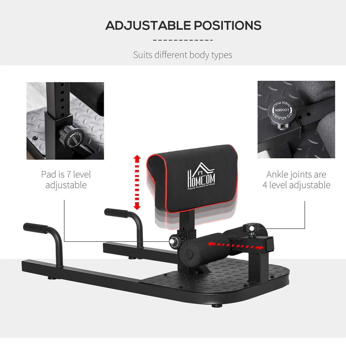 3-in-1 fitness equipment for push-ups, sit-ups and squats -  Black