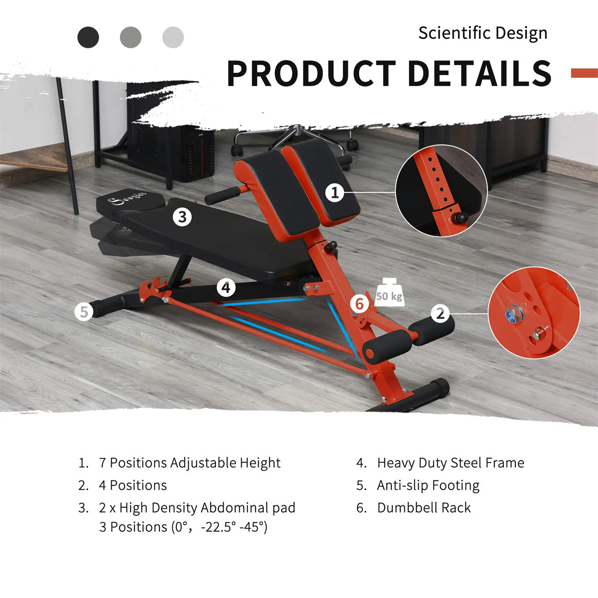 Multifunctional Sit Up Bench,Home fitness equipment，Red