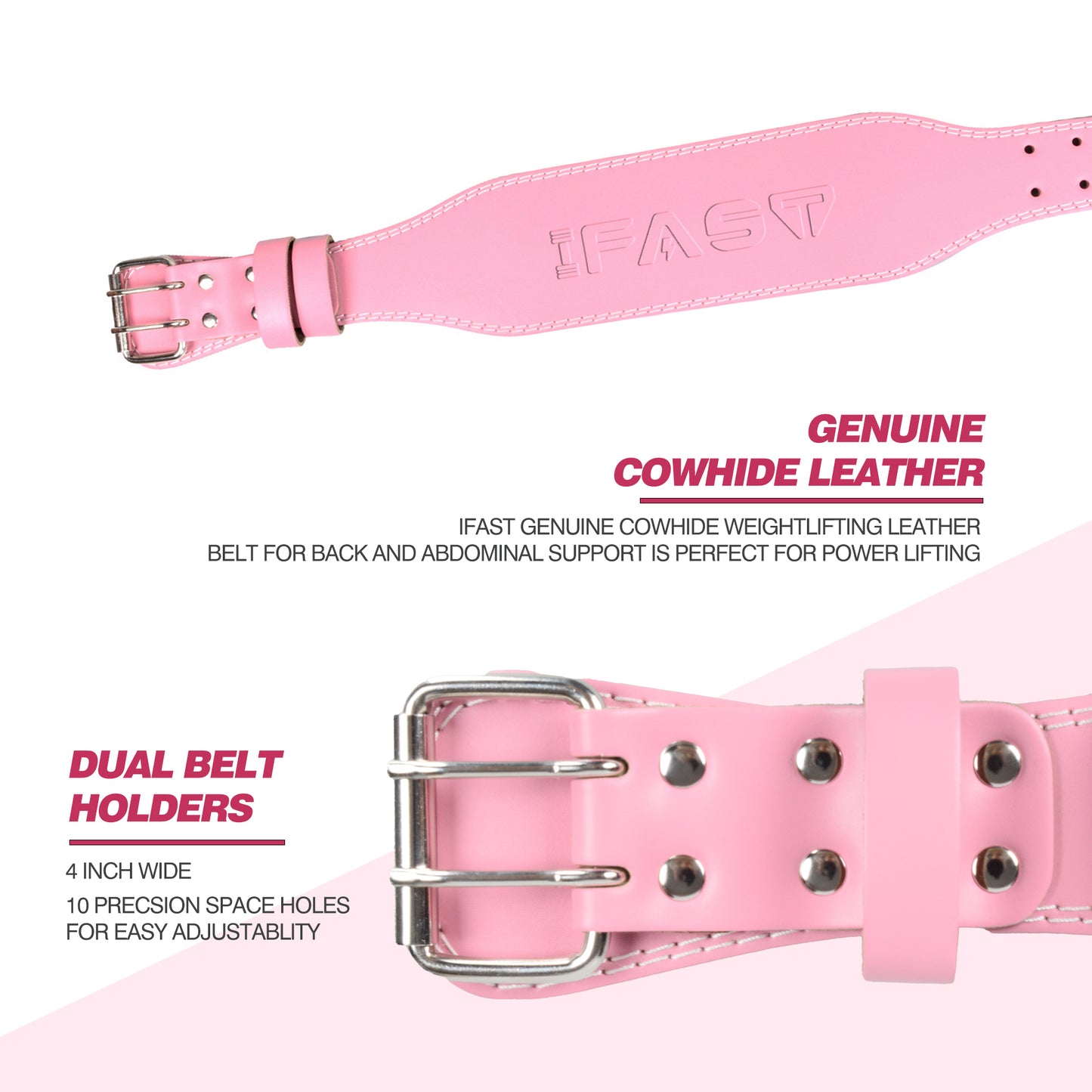 L Size Weight Lifting Belt, Leather Weight Lifting Belt with 4 inch Padded Lumbar Support Belt for Weightlifting Deadlift, Cross Training, Squats Exercise