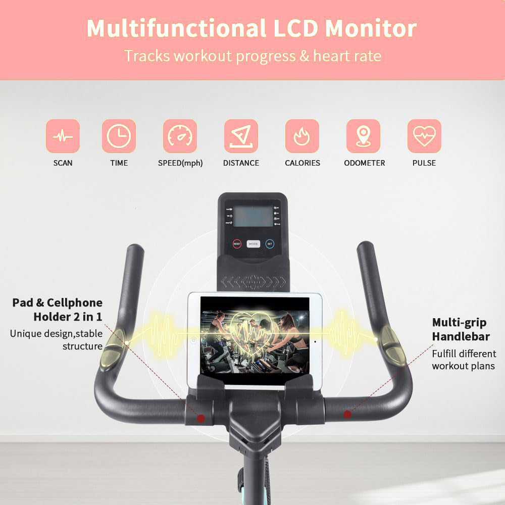 Exercise Bikes For Home, Indoor Cycling Bike With LCD Monitor And Comfortable Seat Cushion For Home Gym Cardio Fitness Training