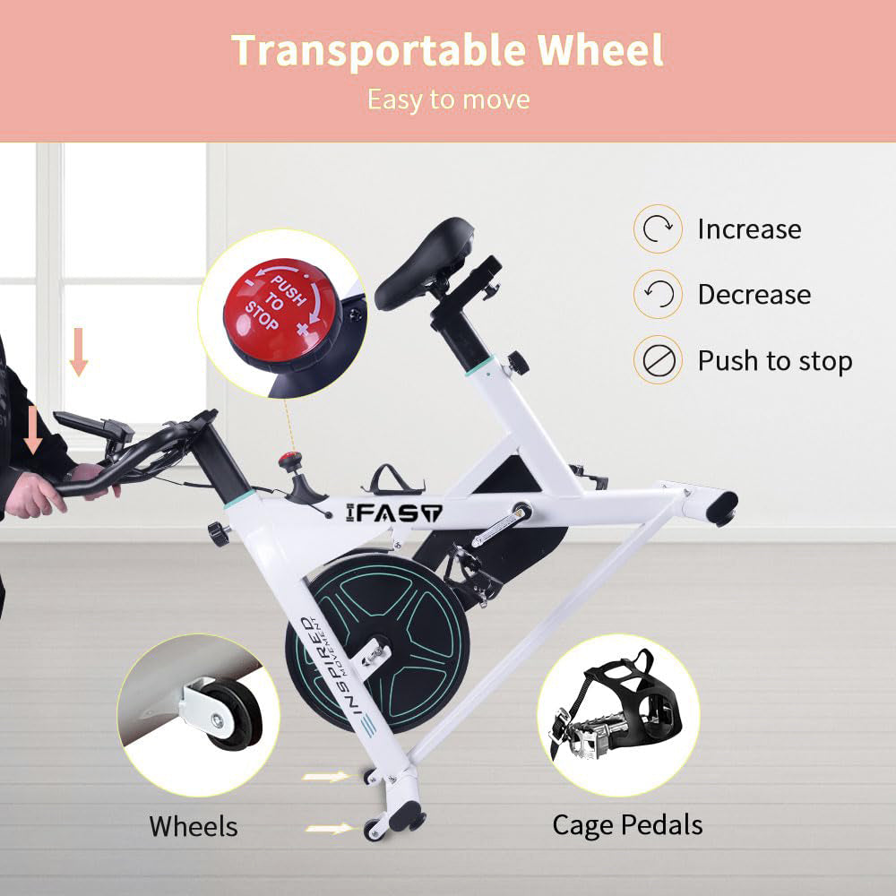 Exercise Bikes For Home, Indoor Cycling Bike With LCD Monitor And Comfortable Seat Cushion For Home Gym Cardio Fitness Training