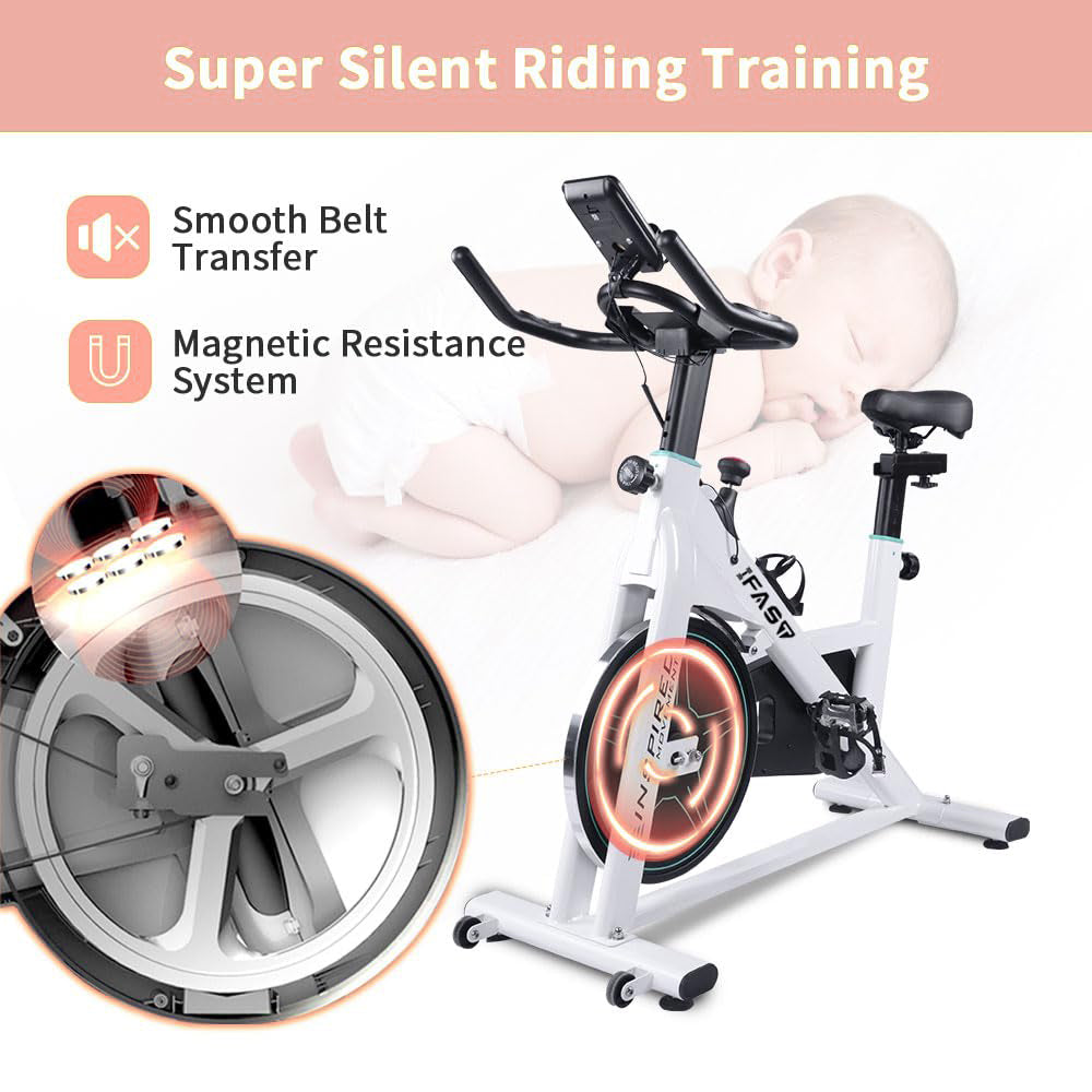 Exercise Bikes For Home, Indoor Cycling Bike With LCD Monitor And Comfortable Seat Cushion For Home Gym Cardio Fitness Training